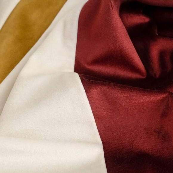 Red, Gold, and White Striped Rectangular Throw Pillow Cover, 12x20 - Picture 2 of 3